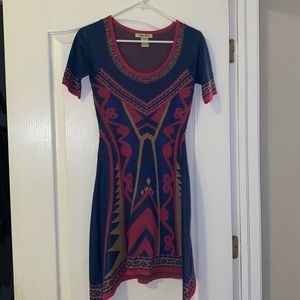 Beautiful print sweater mini dress